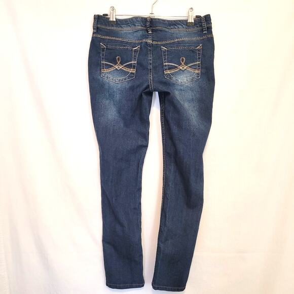 Mudd Girls Dark Wash Skinny Jeans Sz 12.5 Adjustable Waist Youth Zip Fly Denim - Picture 2 of 8